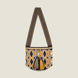 The Colombia Collective x Brora Hand Woven Tassel Tote Bag Navy/Ochre AW24 - The Colombia Collective