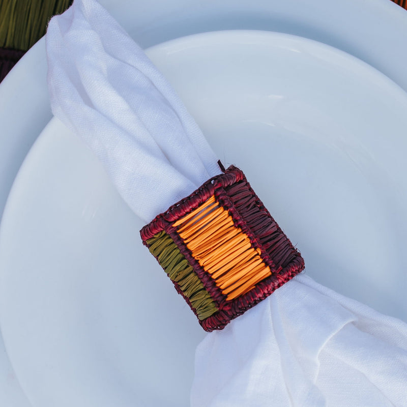 Hand Woven Collagerie Striped Napkin Rings