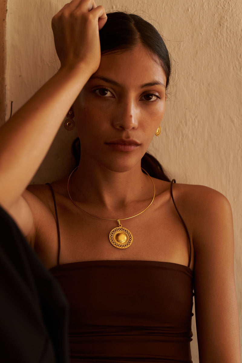 Precolombino Muisca Pendant + Choker - The Colombia Collective