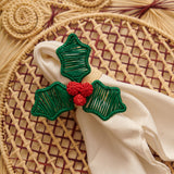 Palmito Woven Holly Napkin Rings Forest (Set of 4) - The Colombia Collective