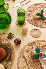 Palmito Woven Holly Napkin Rings Forest (Set of 4) - The Colombia Collective