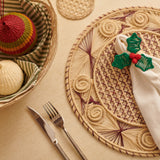 Palmito Woven Holly Napkin Rings Forest (Set of 4) - The Colombia Collective