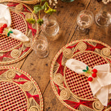 Sandra Woven Placemats & Fruity Napkin Rings Set