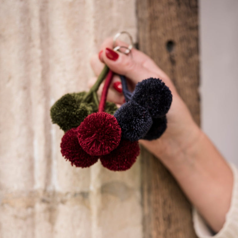 Hand Woven Pom Pom Keyring