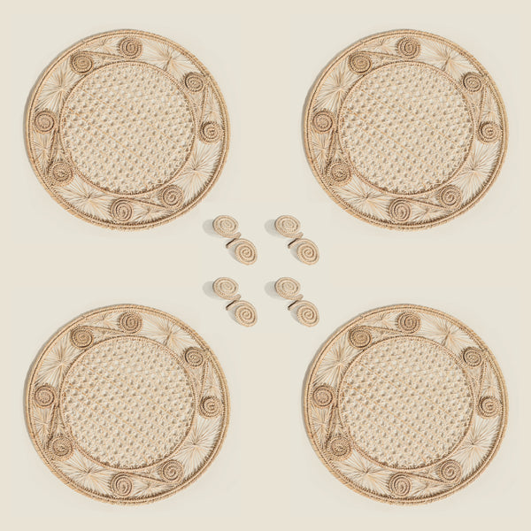 Sandra Natural Woven Placemats and Napkin Rings