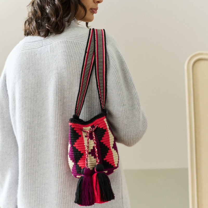 brora hand woven artisan printed mini cross body bag
