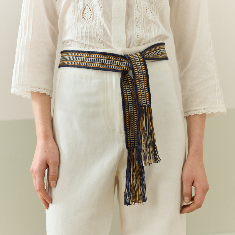 hand woven artisan brora printed belt