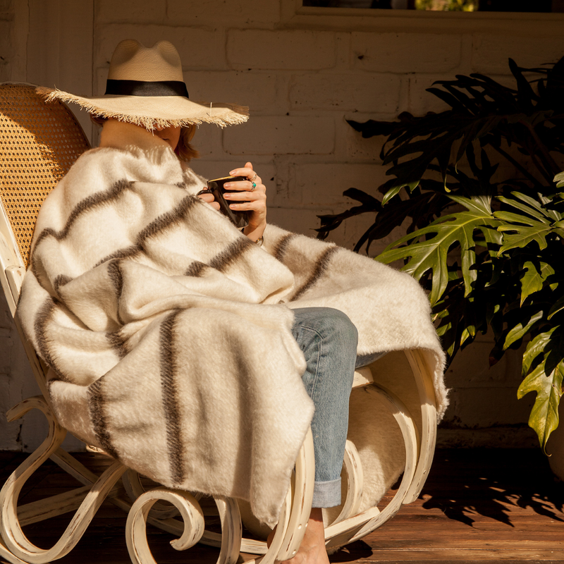 Hand Woven Artisan Cream Woollen Blanket