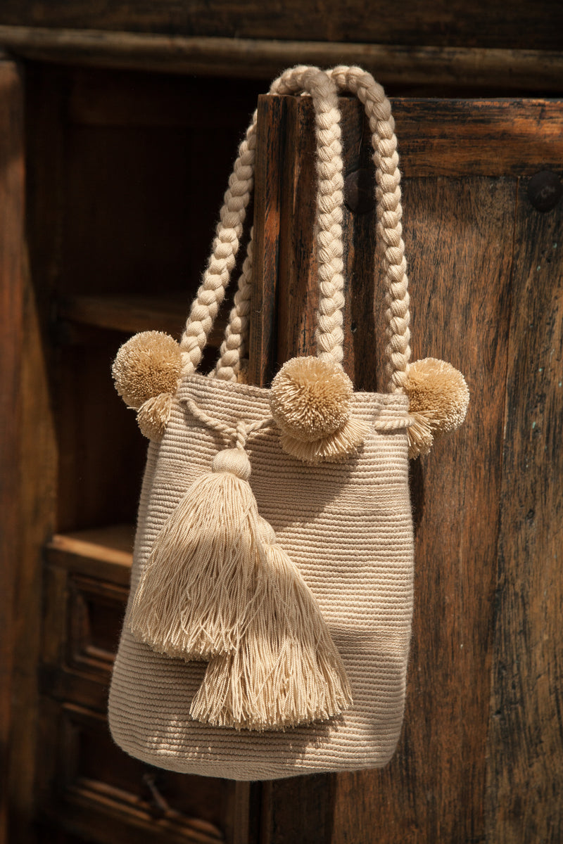 Wayuu Large Pom Pom Bag - The Colombia Collective